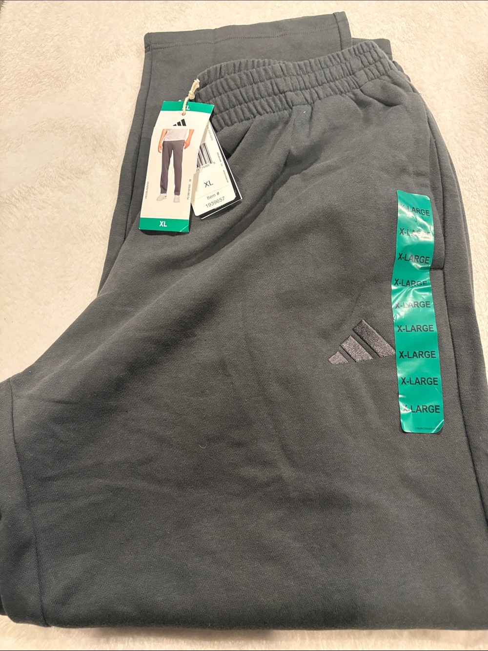 Adidas adults Gray Logo Sweatpants - XL